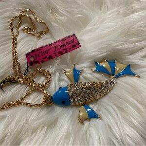 Betsey Johnson Blue and Gold Fish 🐟 Pendant Necklace